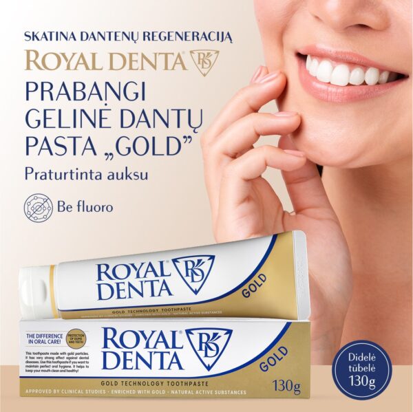 GOLD dantų pasta dantenų priežiūrai, 130g. - Image 2
