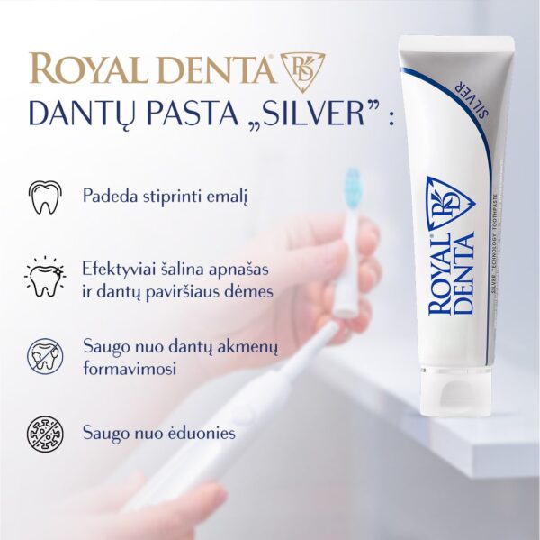SILVER dantų pasta natūralaus dantų baltumo atkūrimui, 130g. - Image 4