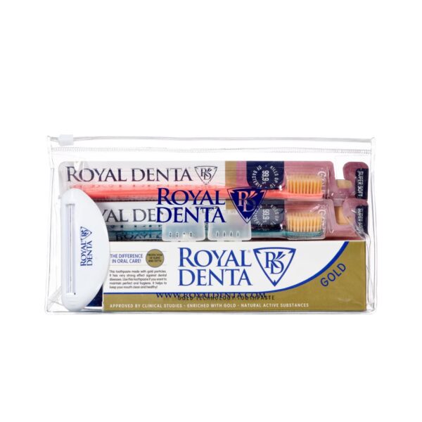 GOLD SUPER SOFT GO rinkinys: GOLD SUPER SOFT dantų šepetėliai 2 vnt. ir 130 g. dantų pasta, priedai
