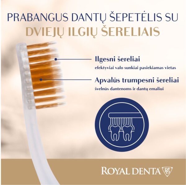 GOLD SOFT dantų šepetėlis, mėlynas, klasikinis kotelis - Image 3