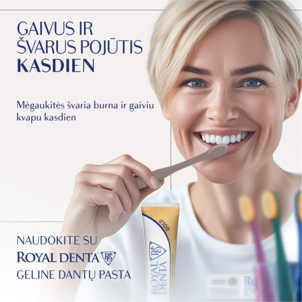 GOLD SOFT dantų šepetėlis, pilkai rusvas, modernus kotelis - Image 7