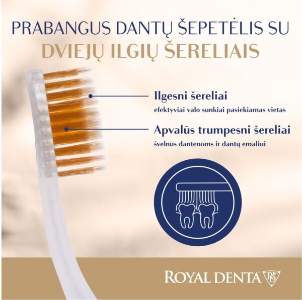 GOLD SOFT dantų šepetėlis, geltonas, klasikinis kotelis - Image 3