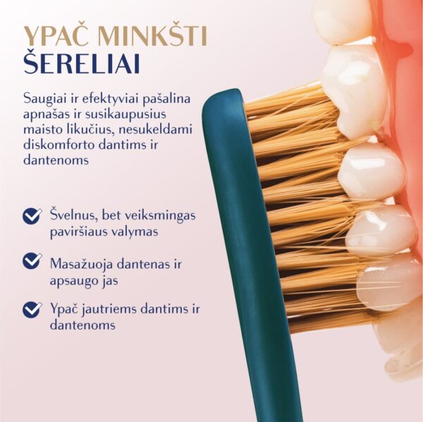 GOLD SUPER SOFT dantų šepetėlis, tamsiai žalias, modernus kotelis - Image 5