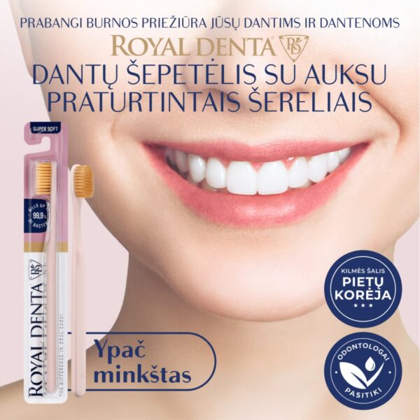 GOLD SUPER SOFT dantų šepetėlis, rausvas, modernus kotelis - Image 2