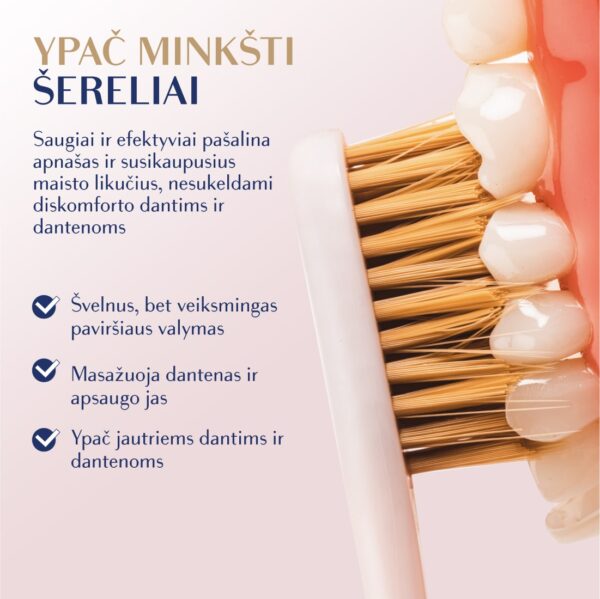 GOLD SUPER SOFT dantų šepetėlis, rausvas, modernus kotelis - Image 5