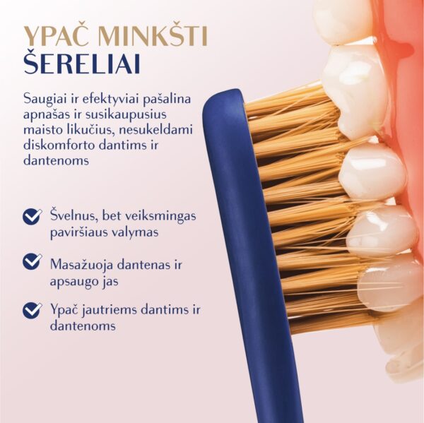 GOLD SUPER SOFT dantų šepetėlis, tamsiai mėlynas, modernus kotelis - Image 5