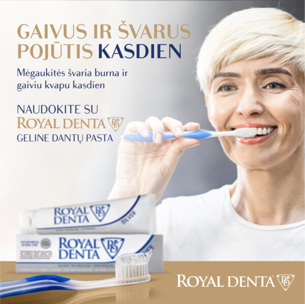 SILVER MEDIUM dantų šepetėlis, mėlynas, klasikinis kotelis - Image 7