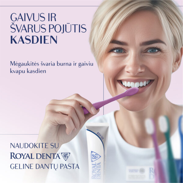 SILVER MEDIUM dantų šepetėlis, tamsiai violetinis, modernus kotelis - Image 7