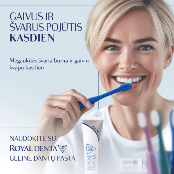 SILVER MEDIUM dantų šepetėlis, indigo mėlynas, modernus kotelis - Image 7