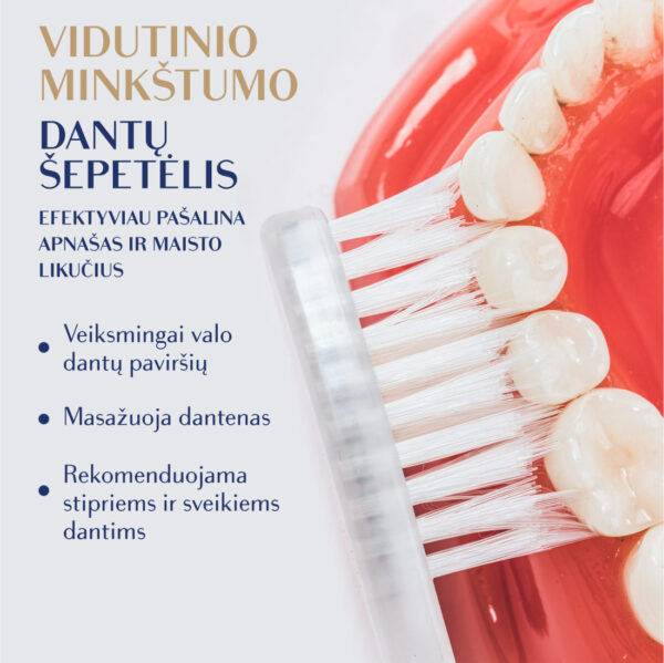 SILVER MEDIUM dantų šepetėlis, geltonas, klasikinis kotelis - Image 5