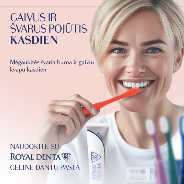 SILVER SOFT dantų šepetėlis, koralinis rožinis, modernus kotelis - Image 7