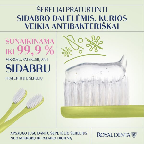 SILVER SOFT dantų šepetėlis, alyvuogių žalias, modernus kotelis - Image 4