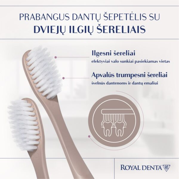 SILVER SOFT dantų šepetėlis, pilkai rusvas, modernus kotelis - Image 3
