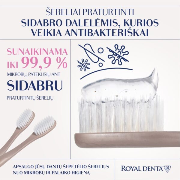 SILVER SOFT dantų šepetėlis, pilkai rusvas, modernus kotelis - Image 4
