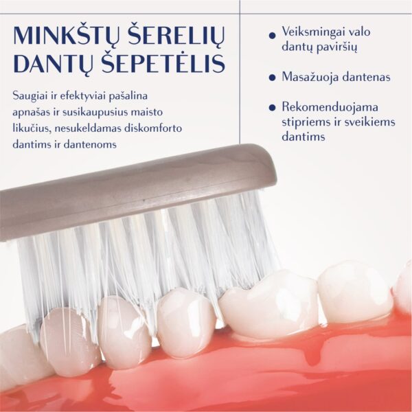 SILVER SOFT dantų šepetėlis, pilkai rusvas, modernus kotelis - Image 5