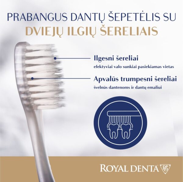 SILVER SOFT dantų šepetėlis, geltonas, klasikinis kotelis - Image 3