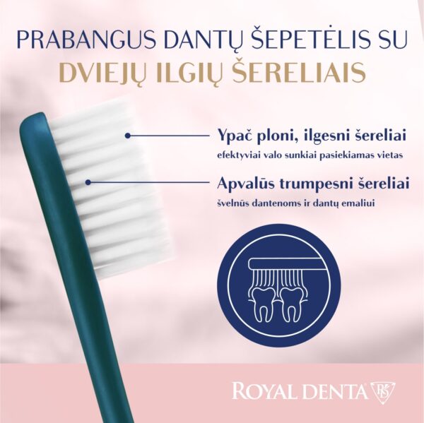 SILVER SUPER SOFT dantų šepetėlis, tamsiai žalias, modernus kotelis - Image 3