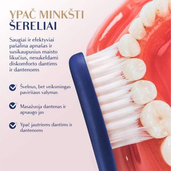SILVER SUPER SOFT dantų šepetėlis, tamsiai mėlynas, modernus kotelis - Image 5