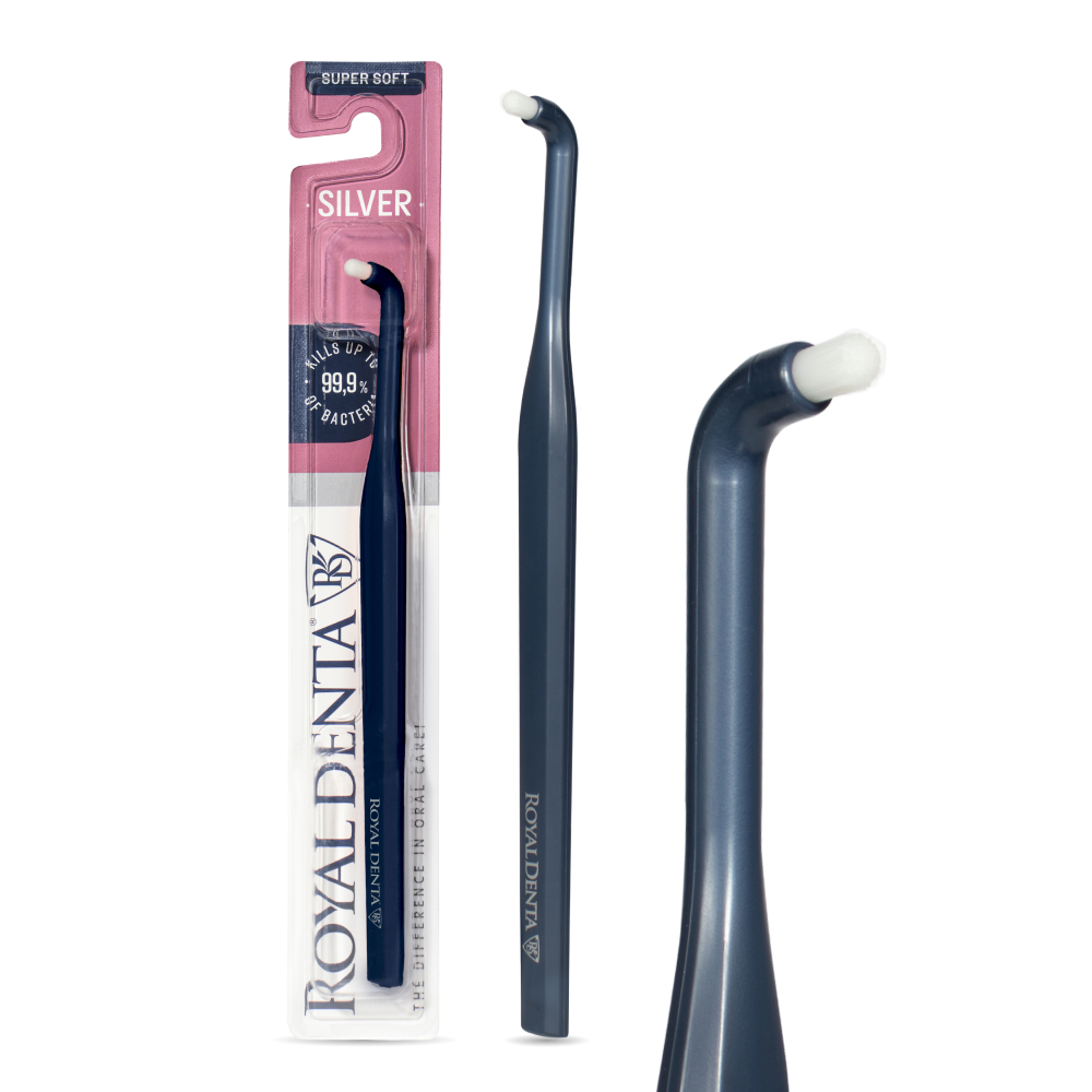 Vieno danties šepetėlis, SILVER SUPER SOFT, tamsiai mėlynas